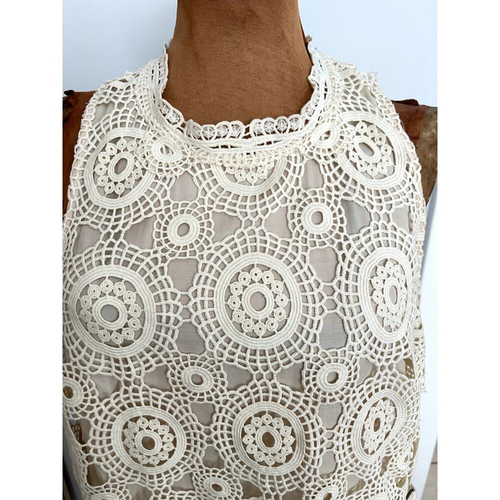 Free People Sz 10 Selma Lace Crochet Shift Dress Mini Boho Festival Prairie - Picture 6 of 16